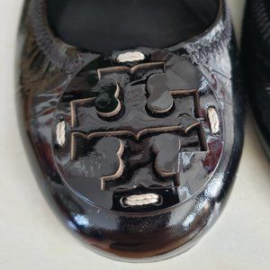 Tory Burch Black Patent Leather Ballet Flats, Size 8 -never worn